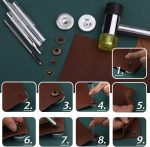 Yizzvb 320 Pcs Leather Rivets Kit， 60 Pcs Leather Snap Fasteners， 2 Size Leather Rivets Double Cap Rivet Kit， Double-Sided Nylon Hammer， 5 Pcs Installation Tools for Leather DIY Projects - Image 5